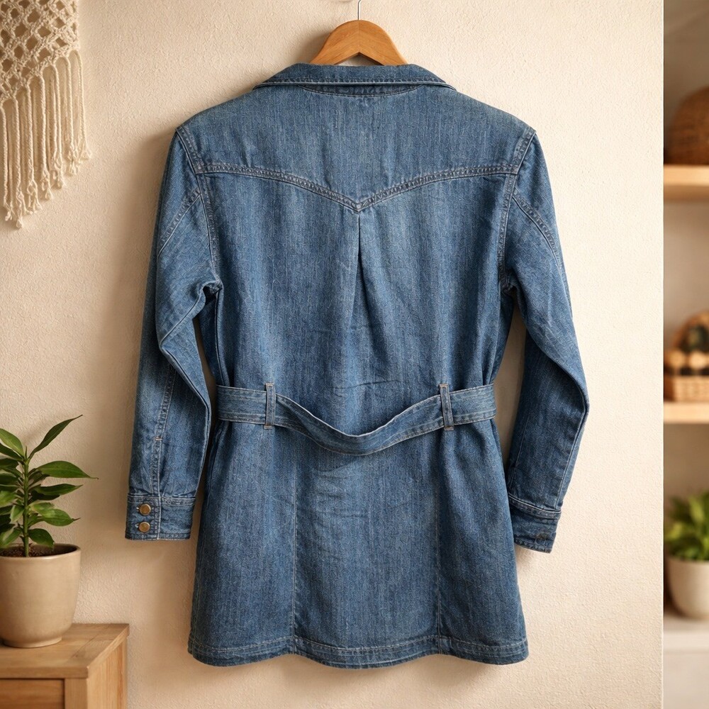Ramy Brook New York Shirt Dress Womens Size 24 Blue Denim Mini Belted - Picture 3 of 6